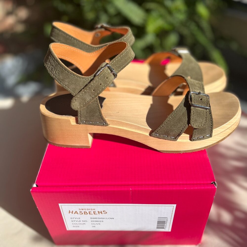 Swedish Hasbeens Swedish Low Sandals Olive size EU 38 US 7.5